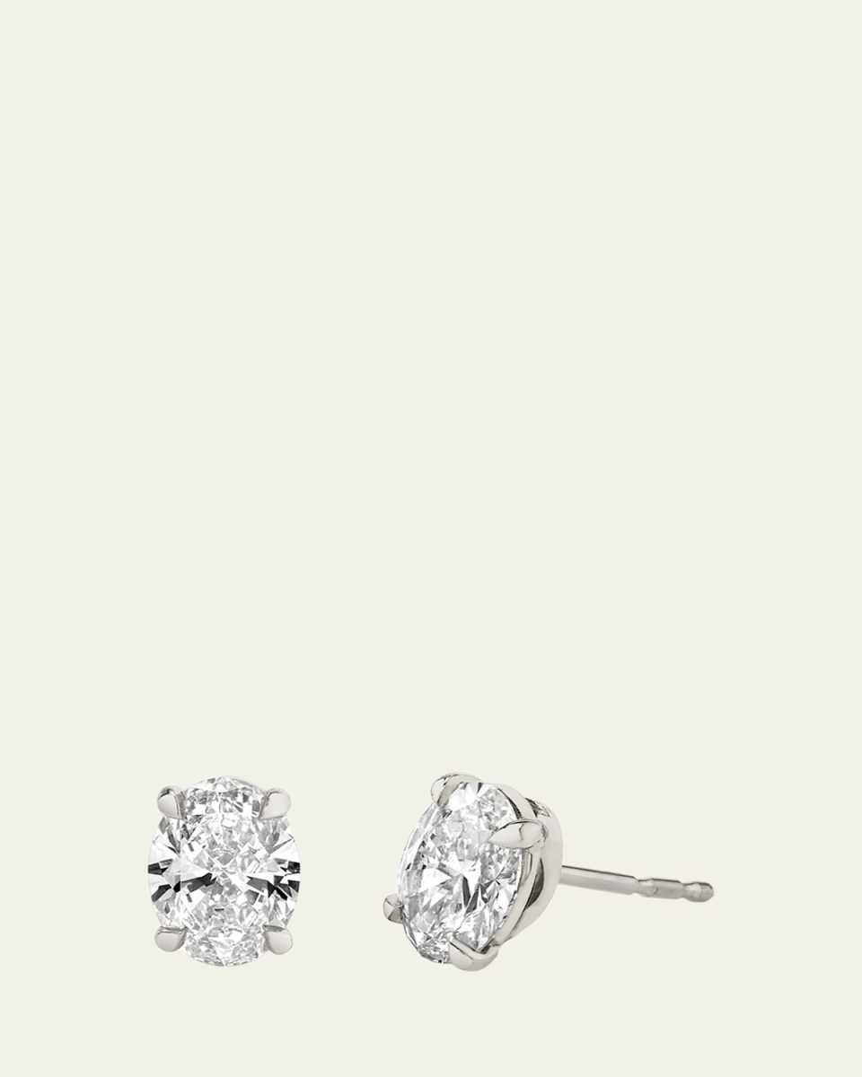 14K White Gold Oval Solitaire Lab Grown Diamond Stud Earrings, 0.5tcw